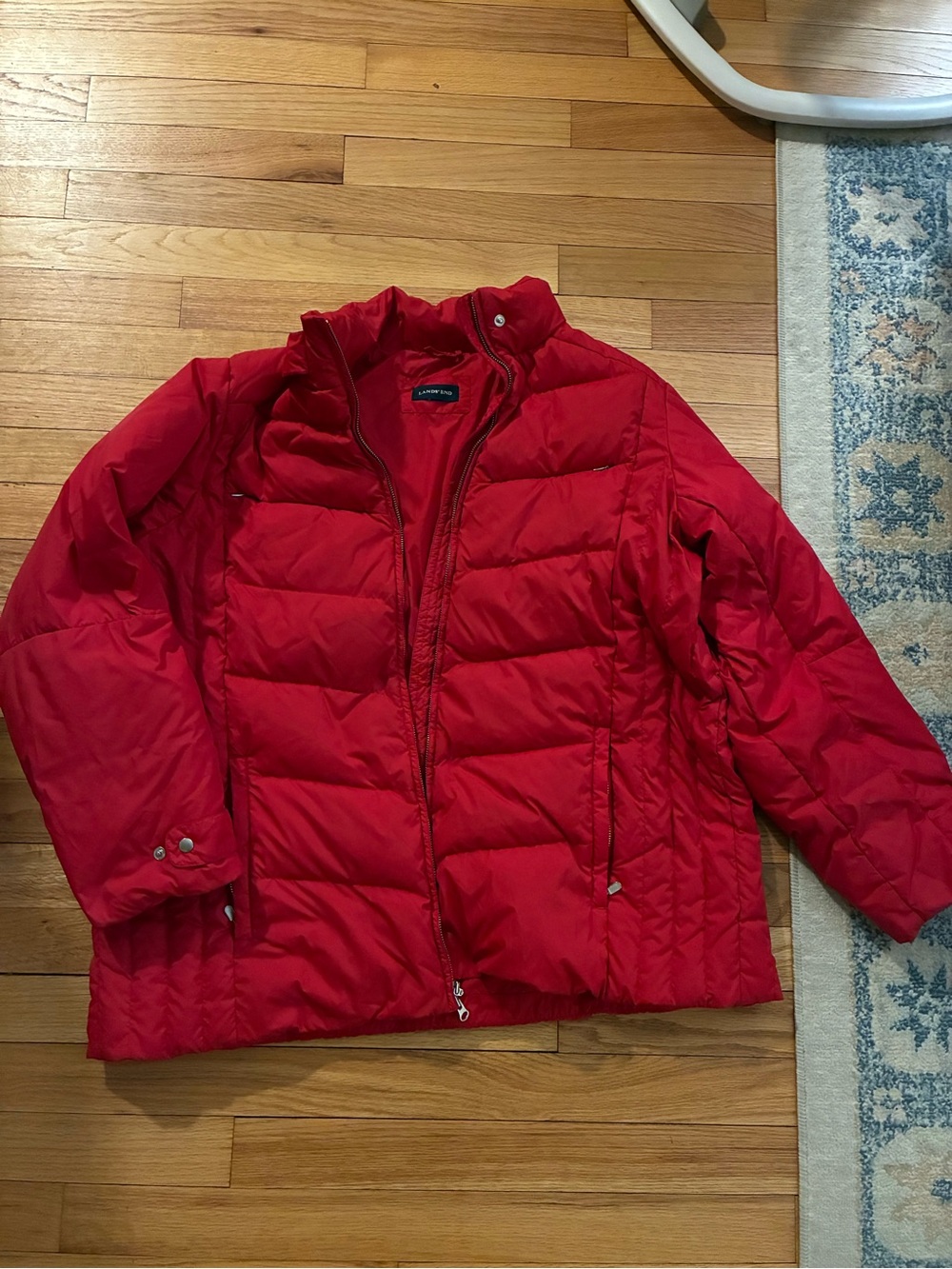 Lands' End Women's Bright Red Quilted Puffer Jacket